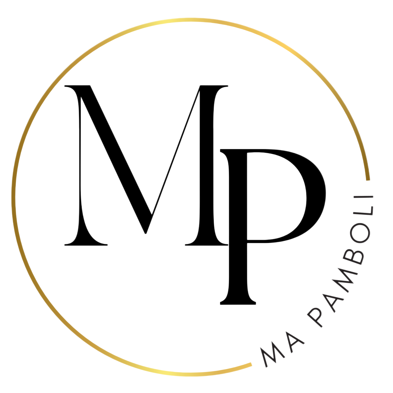 Ma Pamboli logo: circular design with ‘MP’ in the center and ‘Ma Pamboli’ written around the circle.